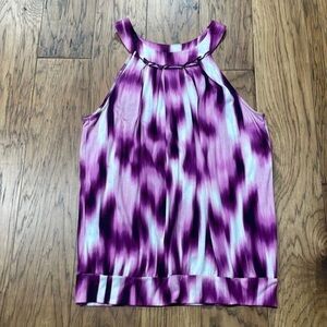 Calvin Klein sleeveless women’s purple and white top size S NWOT